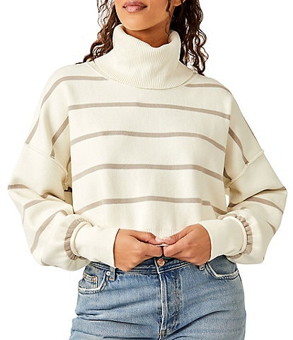 Free People Paulie Stripe Turtleneck Long Sleeve Sweater
