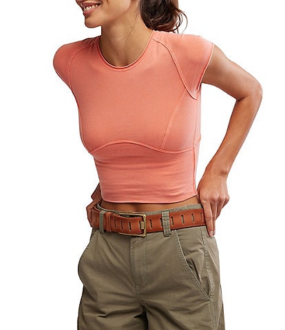 Free People Protagonist Scoop Neck Short Sleeve Cropped Tee