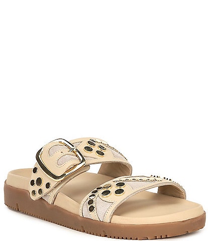 Free People Revelry Leather Studded Chunky Slide Sandals