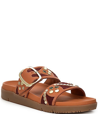 Free People Revelry Leather Studded Chunky Slide Sandals