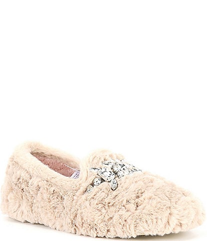 Free People Slumber Party Rhinestone Fux Fur Slippers