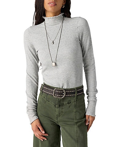 Free People So Soft Seamless Ribbed Mock Neck Long Sleeve Fitted Top