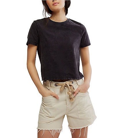Free People We The Free Everyday Crew Neck Short Sleeve Semi Cropped Tee