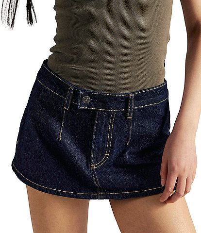 Free People We The Free Galivanting Peekaboo Denim Micro Skort