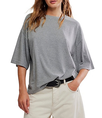 Free People We The Free Perfect Oversized Crew Neck 3/4 Sleeve Tee