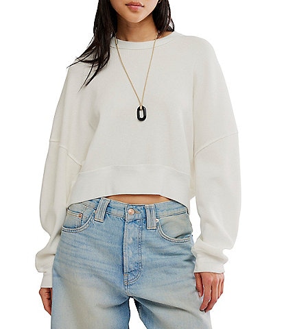 Free People We The Free Skyline Crew Neck Long Sleeve Oversized Tee