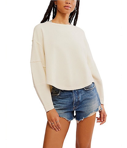 Free People We The Free Total Eclipse Rib Knit Crew Neck Long Sleeve Top