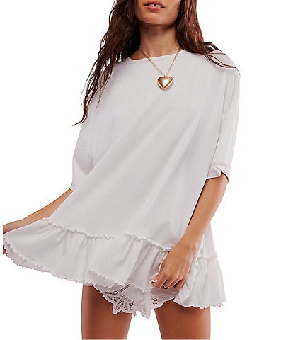 Free People We The Free Why Yes Tee Crew Neck Short Sleeve Oversized Tee
