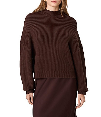 French Connection Babysoft Cable Knit Mock Rib Neck Pullover Sweater