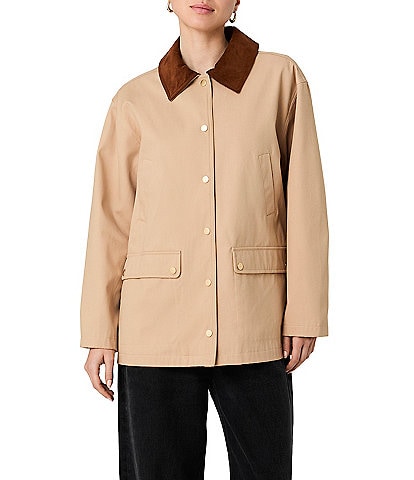 French Connection Corduroy Collard Long Sleeve Barn Jacket