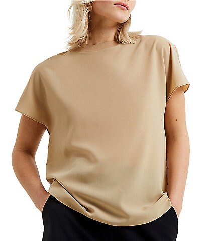 French Connection Crepe Light Crew Neck Short Sleeve Top