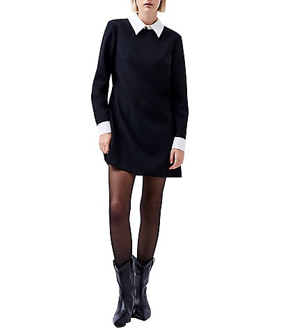 French Connection Echo Point Collar Neck Long Sleeve Mini Dress