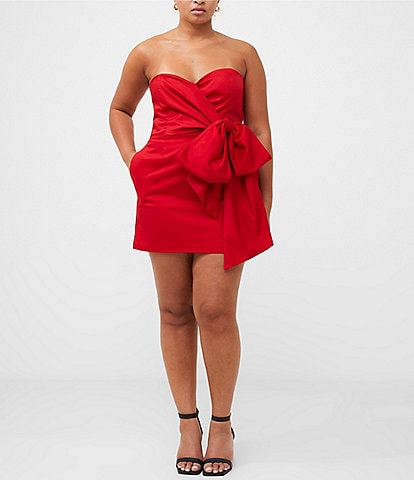French Connection Florida Winter Strapless Sweetheart Neckline Bow Mini Dress