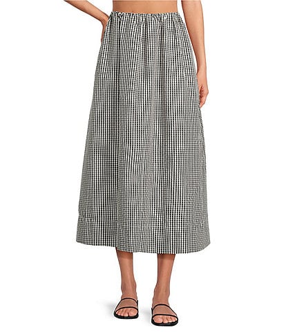 French Connection Gingham Elastic Bubble Ruched Midi Coordinating Skirt
