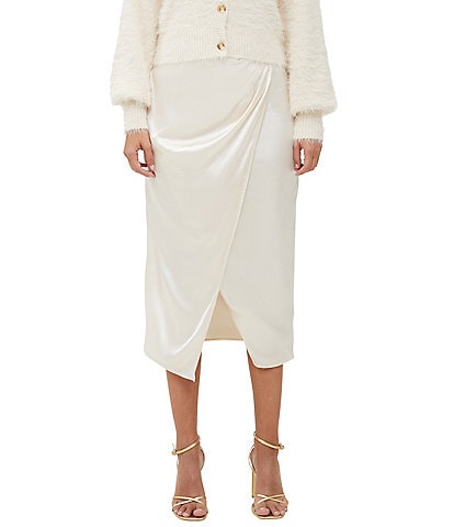 French Connection High Rise Midi Front Wrap Skirt