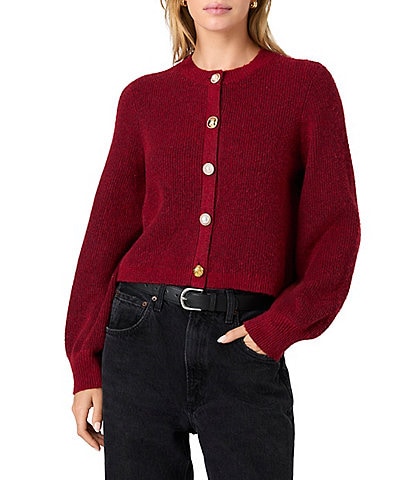French Connection Koda Knit Multi Button Crew Neck Long Sleeve Cardigan