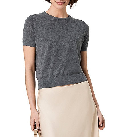 French Connection Nola Fine Knit Round Neck Short Sleeve Sweater