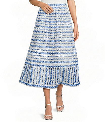 French Connection Printed Structured Taffeta A-Line Coordinating Midi Skirt