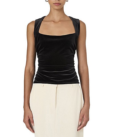 French Connection Velvet Square Neck Sleeveless Tank Top