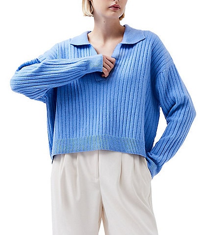 French Connection Vharie Point Collar Neck Long Sleeve Sweater