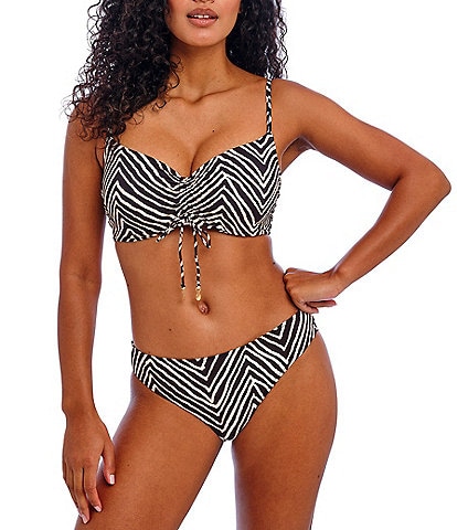 Freya Fiji Falls Scoop Neck Shirred Underwire Bralette Swim Top & High Waist Moderate Coverage Swim Bottom