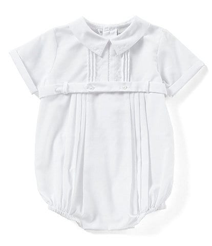Friedknit Creations Baby Boys Newborn-9 Months Pleated Dot Tuxedo Styled Romper