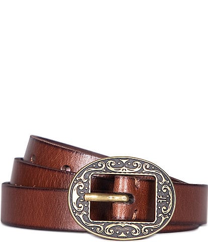 Frye 0.8#double; Logo Western Center Bar Leather Belt