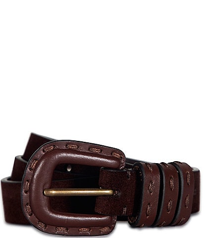 Frye 0.9" Suede Leather Stitching Detail Belt
