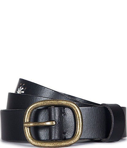 Frye 1.1#double; Embroidered Leather Belt
