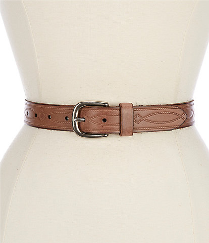 Frye 1.18#double; Western Embossed Leather Belt