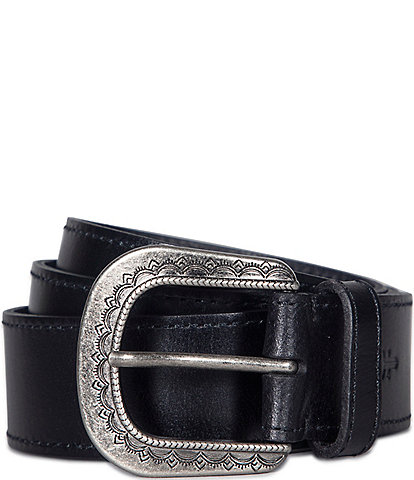 Frye 1.4" Engraved Bucket Leather Belt