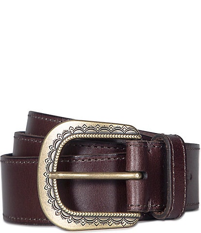 Frye 1.4" Engraved Bucket Leather Belt