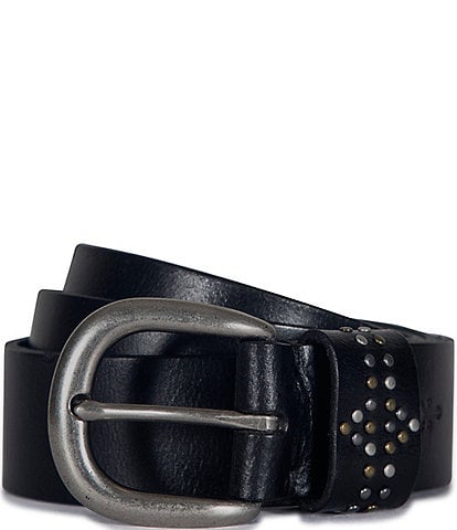 Frye 1.4#double; Studded Keeper Leather Belt