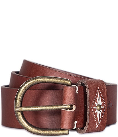 Frye 1.49" Embroidered Loop Leather Belt