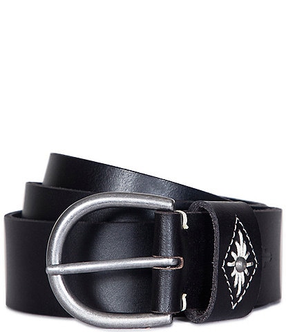 Frye 1.49" Embroidered Loop Leather Belt