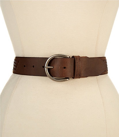 Frye 1.5#double; Woven Perforated Leather Belt