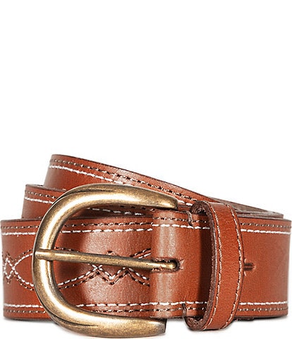 Frye 1.57" Campus Stitch Leather Belt