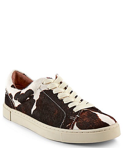 Frye Ivy Leather Cow Printed Lace-Up Sneakers