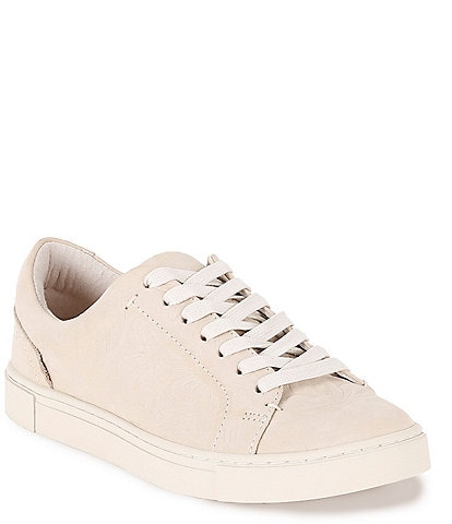 Frye Ivy Leather Floral Embossed Lace-Up Sneakers