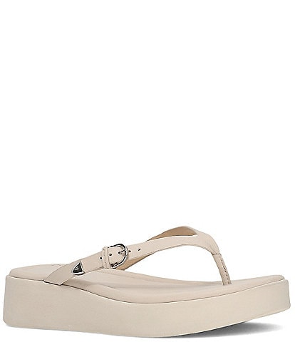 Frye Maya Leather Buckle Thong Platform Sandals