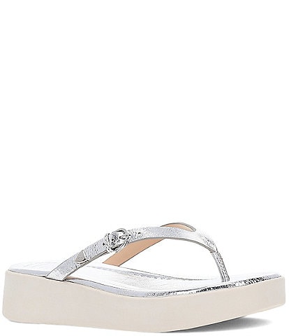 Frye Maya Leather Buckle Thong Platform Sandals