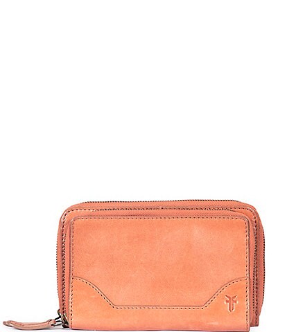 Frye Melissa Stacked Adjustable Strap Leather Zip Top Wallet