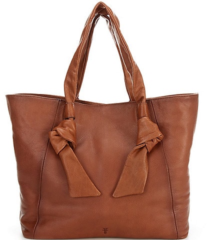 FRYE Cognac Brown Leather Ring Tote Handbag Purse Bag Carryall Large | eBay