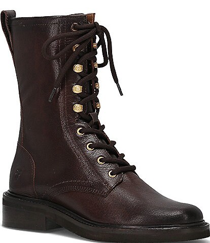 Frye Phoebe Leather Lace Up Combat Boots
