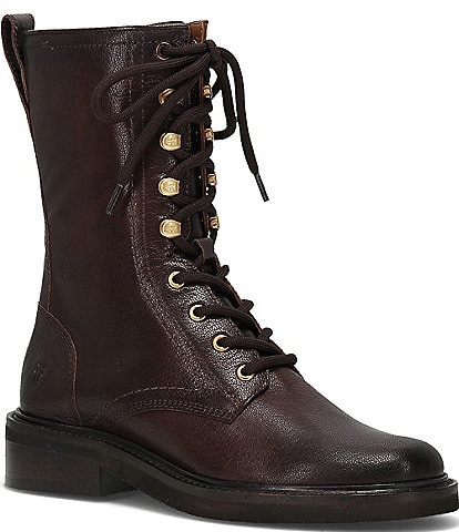 Frye Phoebe Leather Lace Up Combat Boots