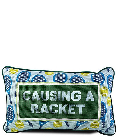 Furbish Causing A Racket Needlepoint Pillow