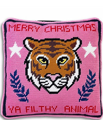 Furbish Filthy Animal Needlepoint Square Pillow