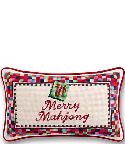 Furbish Holiday Collection Merry Mahjong Needlepoint Pillow