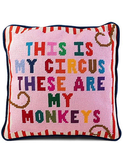 Furbish My Circus Needlepoint Pillow