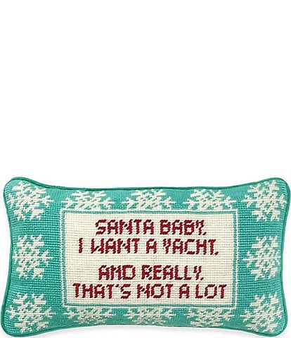 Furbish Santa I Want A Yacht Needlepoint Pillow